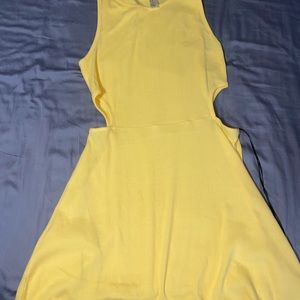 Yellow Cut Out Waist Tank Dress